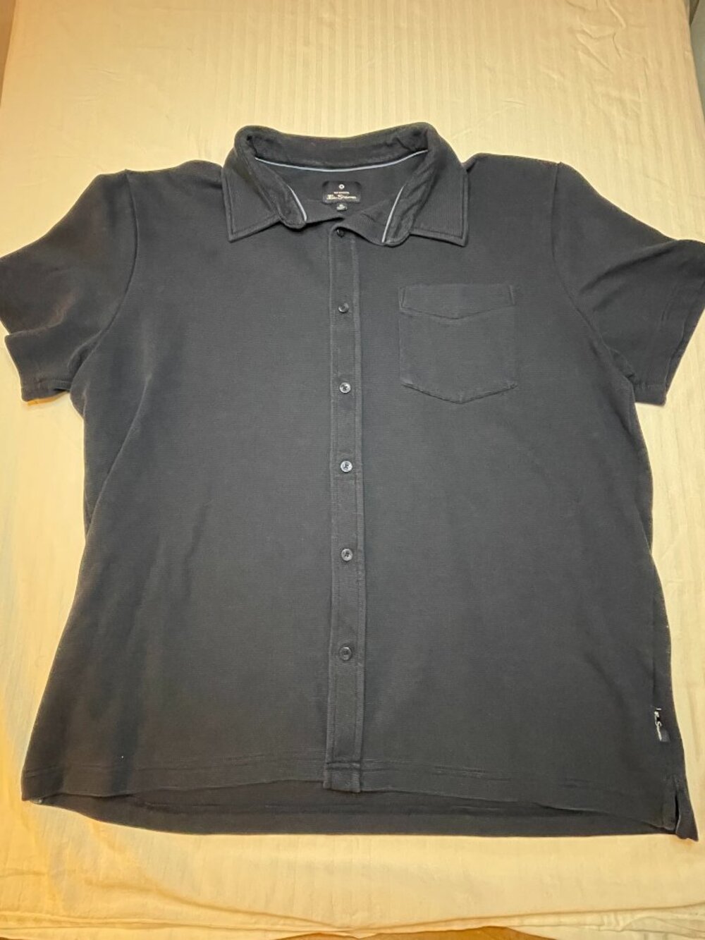 Ben Sherman Short Sleeve Button Up Navy Shirt Men's Size Extra Large